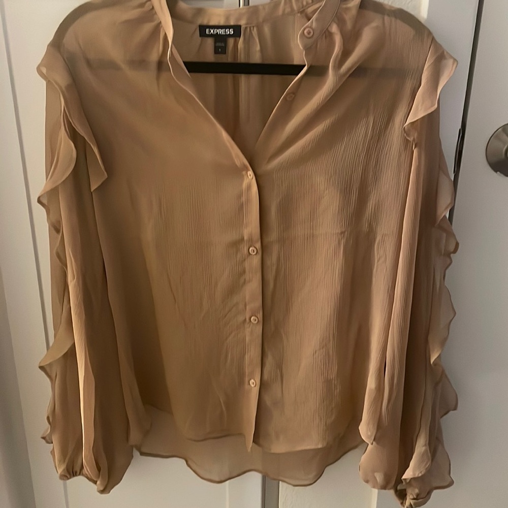 Express Sheer Ruffled Blouse